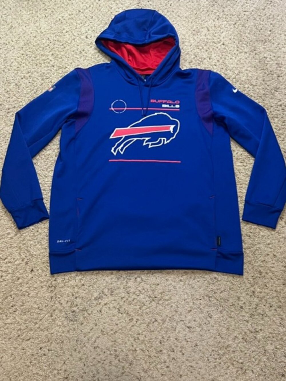 Buffalo Bills Nike Dri Fit Team Issue Player Worn Fleece Hoodie Sz XL 41 Gilliam